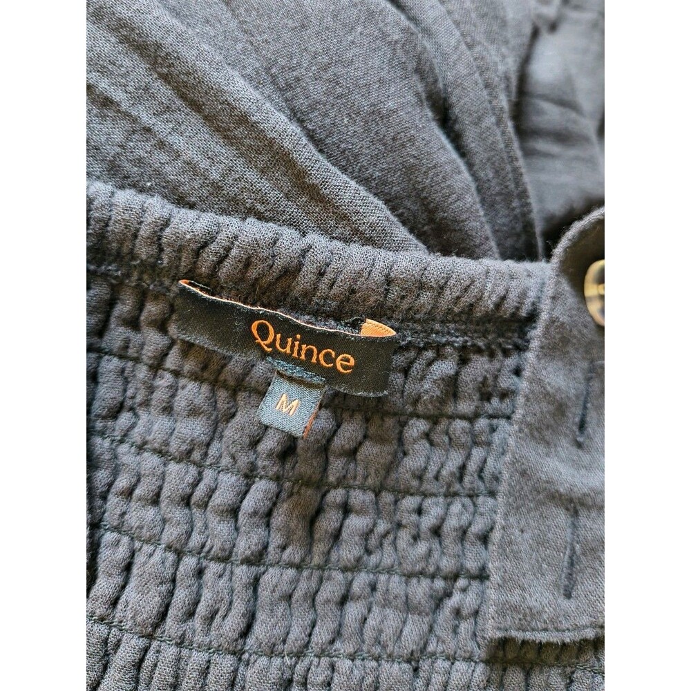 Quince Women 100% Organic Cotton Gauze Smocked Wide Leg Jumpsuit Black Medium - Picture 5 of 6